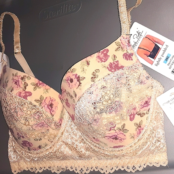 NWT☆RENE ROFE 34C Lacey Balconette Push-up Bra☆Beautiful - Picture 3 of 16